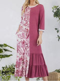The Serenity Color-Block Ruffle Maxi Dress