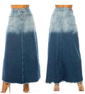 The Be-Girl Two-Tone Ombre Denim Maxi Skirt