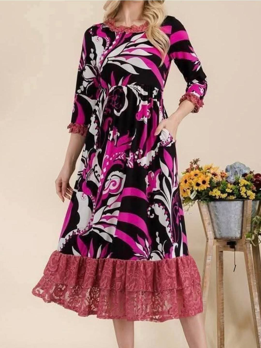 The Magenta Midnight Paisley Midi