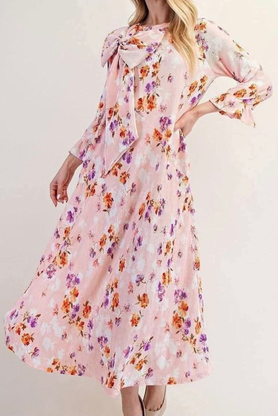 Blossom & Bow Pleated Maxi Dress