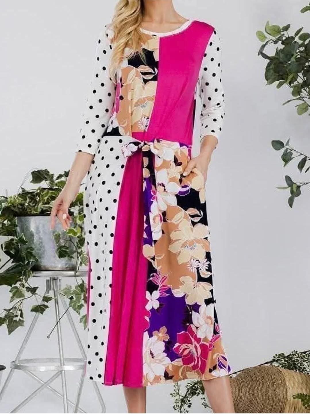 The Penelope Mixed-Print Midi