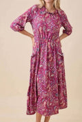 Berry Paisley Ruffle Dress