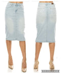 Be-Girl Embroidered Pocket Stretch Denim Pencil Skirt