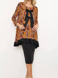 Autumn Paisley Bow-Accent Tunic