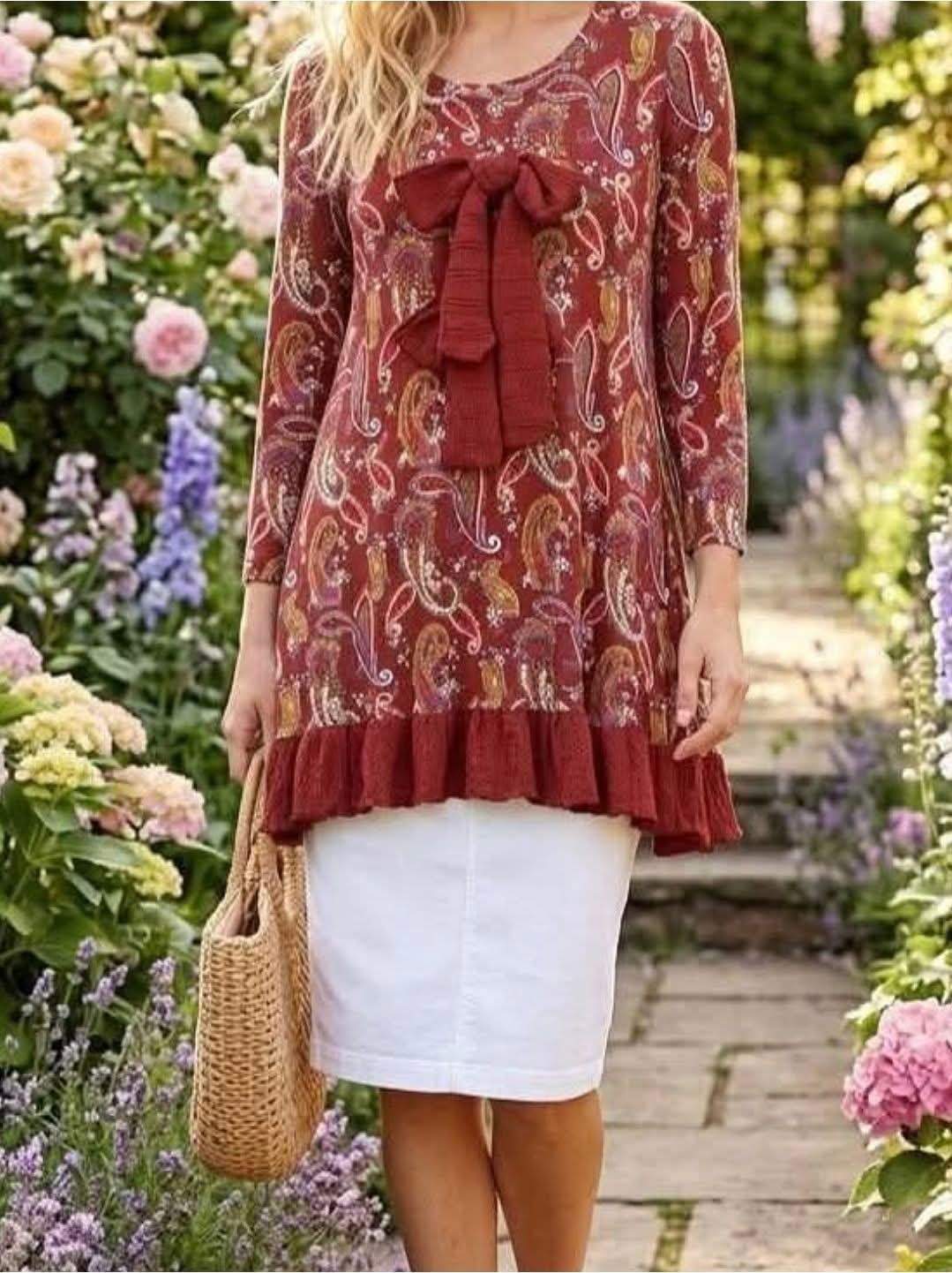 The Rust Garden Ruffle-Hem Top