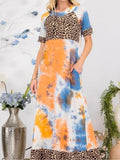 Sunset Tie-Dye & Leopard Maxi Dress