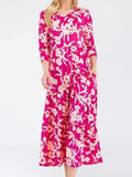 Bright Fuchsia Floral Tiered Maxi