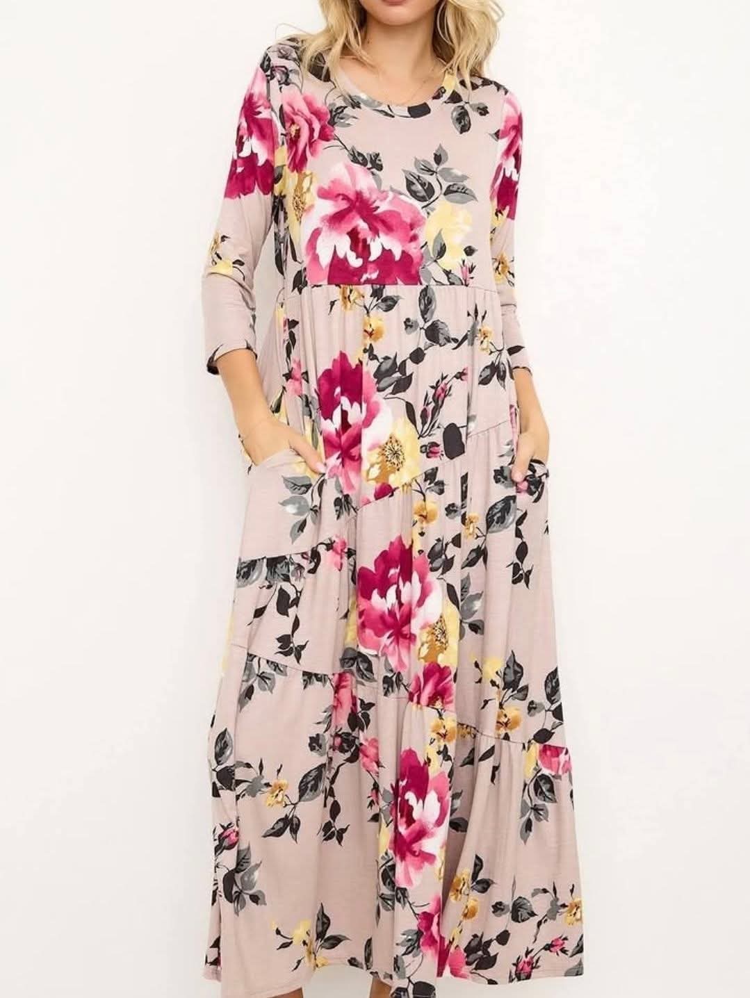 Blushing Mauve Garden Tiered Maxi