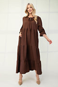 The Grace Tiered Maxi Dress in Cocoa