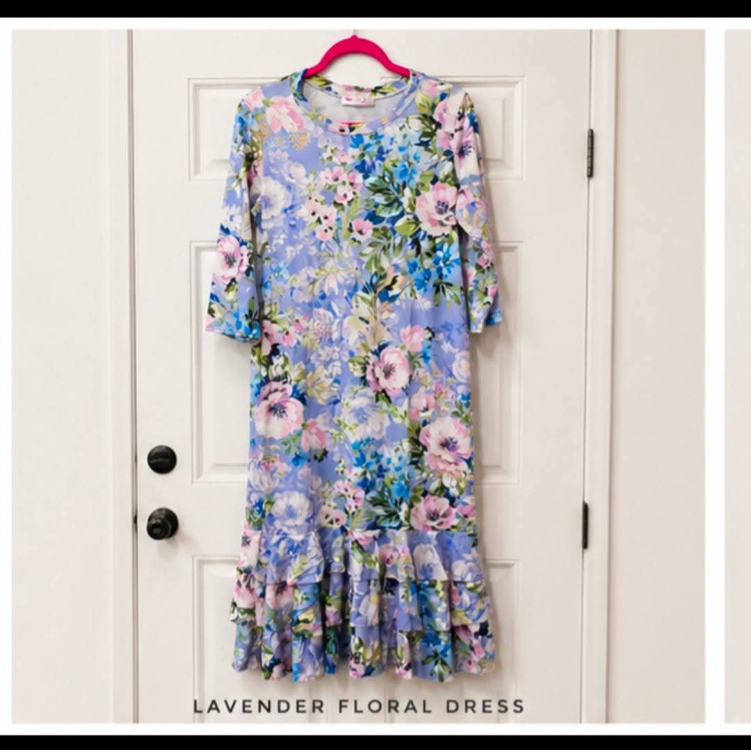 Lavender Floral Ruffle Dress
