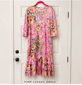 🌸 Pink Floral Ruffle Dress